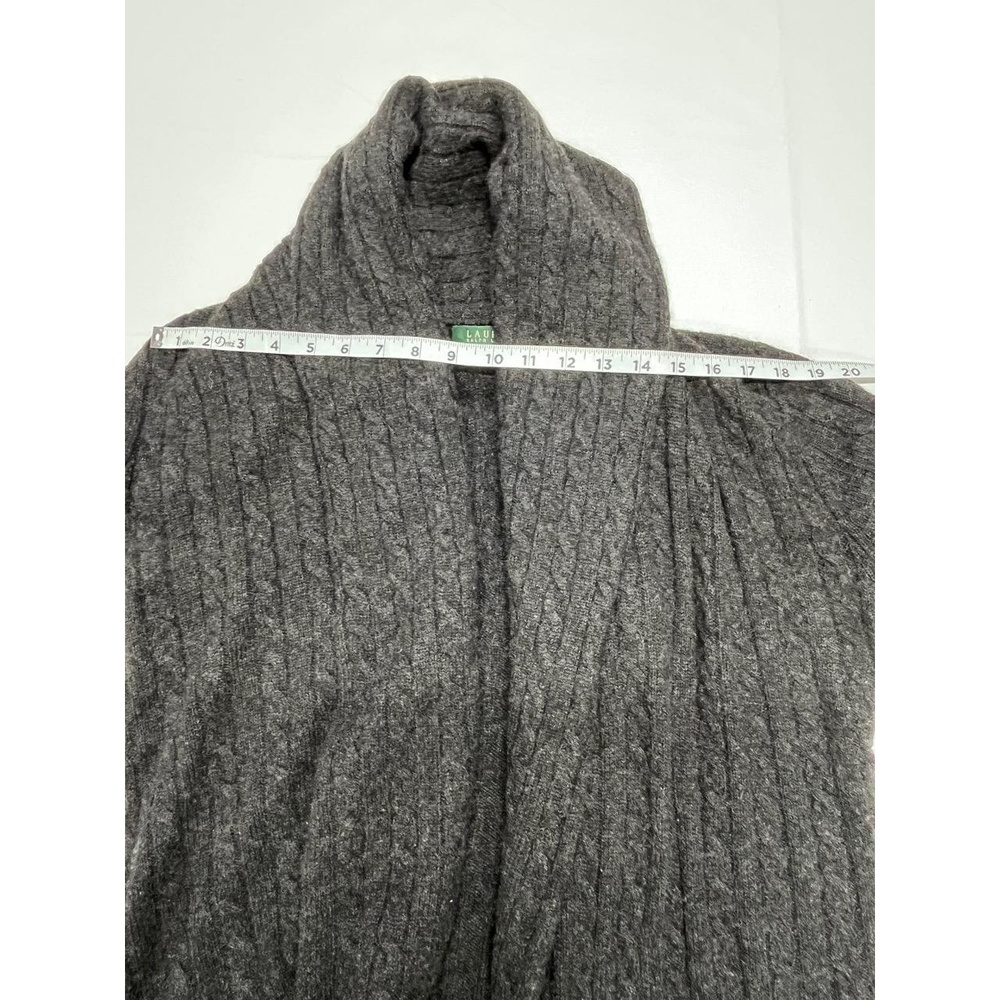 Lauren Ralph Lauren Charcoal Wool Cashmere Shawl Collar Cardigan Medium - Picture 7 of 10